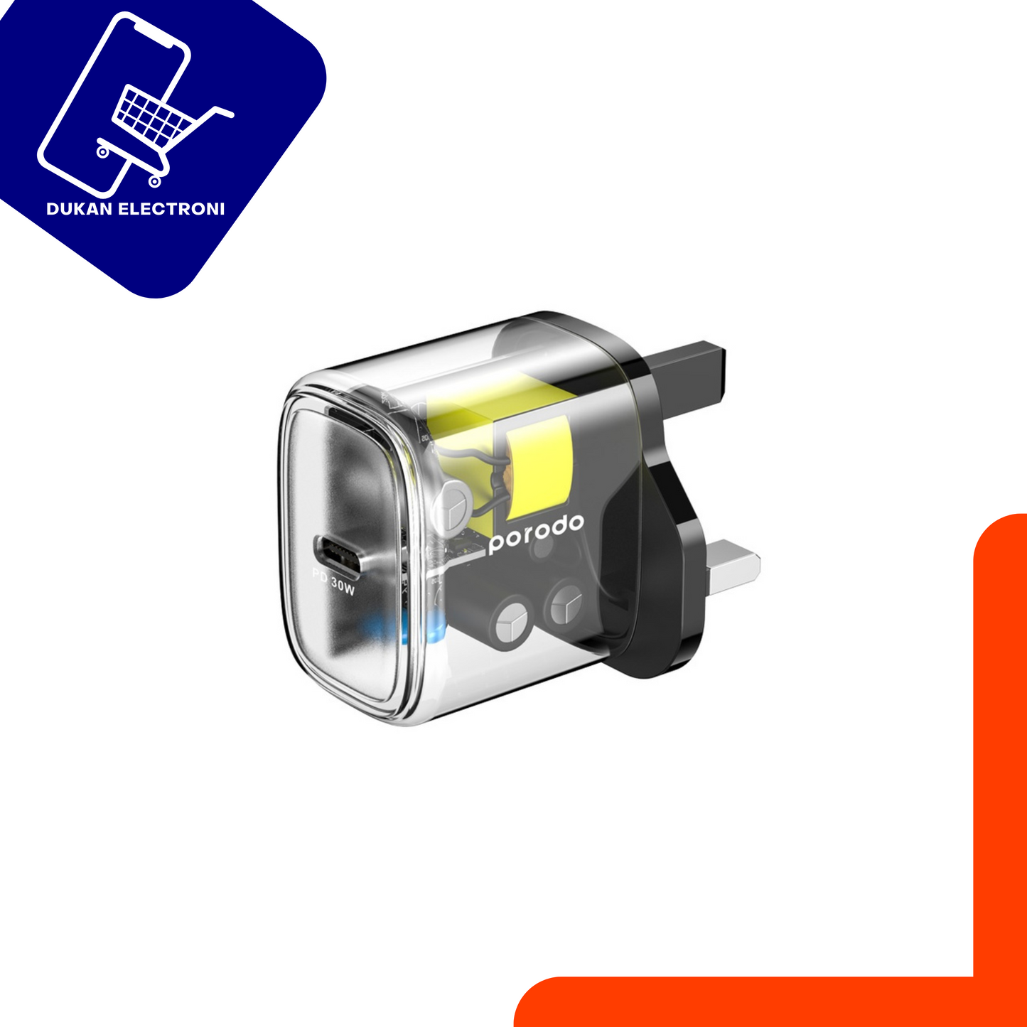 شاحن تايب سي الشفاف السريع PD 30W UK