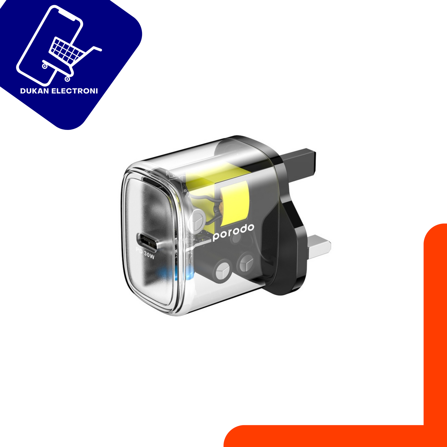 Transparent Type C Fast Charger PD 30W UK