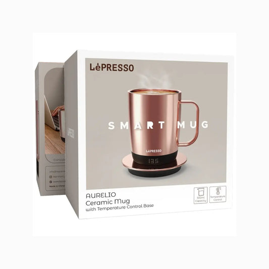 Lepresso Aurelio Ceramic Mug with Temperature Control Base - ROSE GOLD (LPCFFACM0062RG)